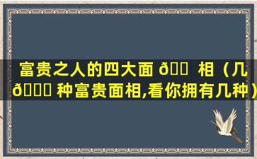 富贵之人的四大面 🐠 相（几 🐝 种富贵面相,看你拥有几种）